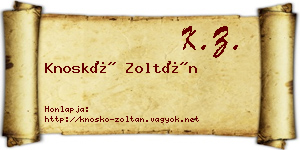 Knoskó Zoltán névjegykártya
